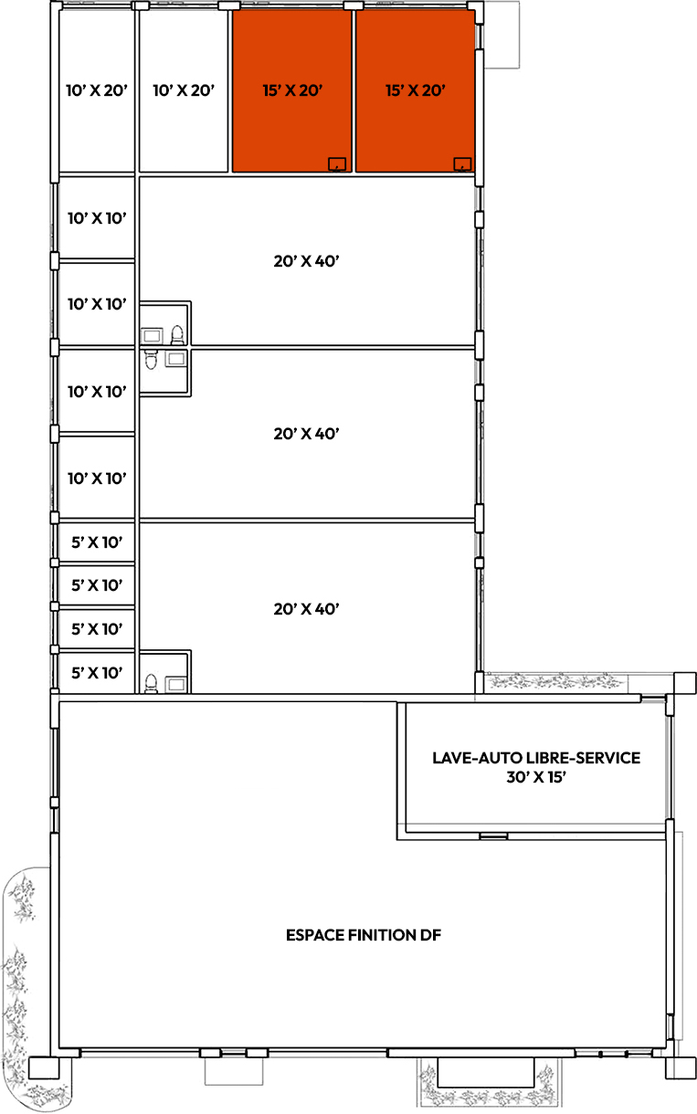 Plan : Entrepôt intérieur 15’ x 20’